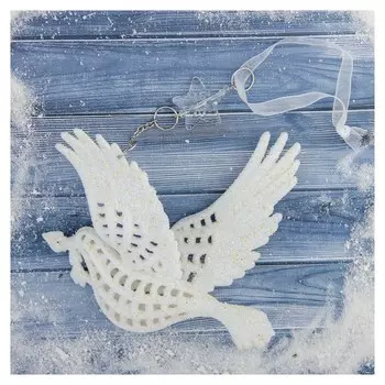 Украшение ёлочное "Голубь с веткой" 12,5х11,5 см белый