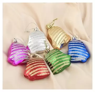 Украшение ёлочное "Колокольчик полосатый" (Набор 6 шт) 5,5 см