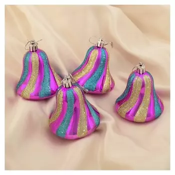 Украшение ёлочное "Колокольчик - зефир" (Набор 4 шт) 7х6 см сиреневый