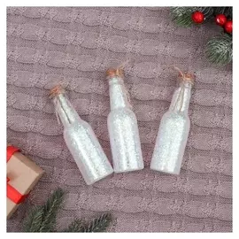 Украшение ёлочное "Новогодние фантазии" (Набор 3 шт) бутылочки, 4х12 см, розовый