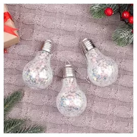 Украшение ёлочное "Новогодние фантазии" (Набор 3 шт) лампочки, 6х7 см, прозрачный