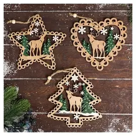Украшение ёлочное "Олень в кружевной фигурке" 15,5х14 см