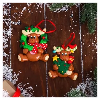 Украшение ёлочное "Рождественский олень" 8х10 см