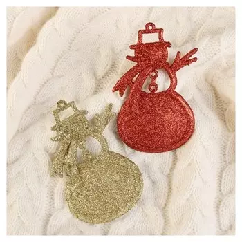 Украшение ёлочное "Снеговик" (Набор 2 шт) 6,5х10 см красный, золото