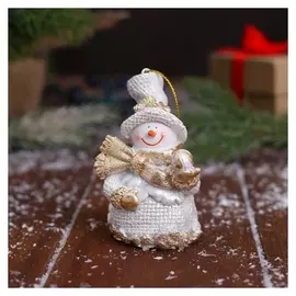 Украшение ёлочное "Снеговик с подарком блеск" 4,5х7,5 см