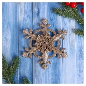 Украшение ёлочное "Снежинка блеск" 11х13 см, золото