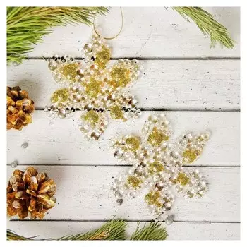 Украшение ёлочное "Снежинка с золотыми крапинками" (Набор 2 шт) D-9 см