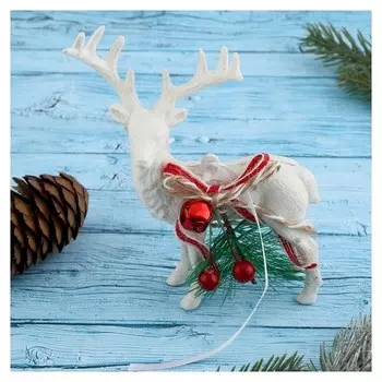 Украшение ёлочное "Снежный олень с бубенцом" 10х15 см