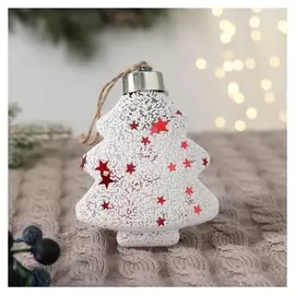 Украшение ёлочное свет "Пора чудес" ёлочка снежная, 8,5х9 см, бело-красный