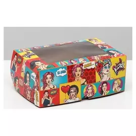 Упаковка на 6 капкейков "Pop-art", New 2021, с окном, 25 х 17 х 10, набор 5 шт.