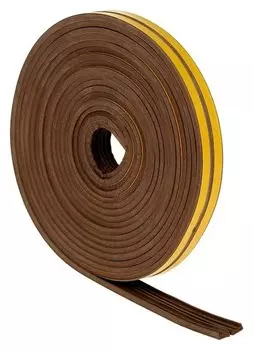 Уплотнитель для окон, профиль E, на клейкой основе, коричневый, в упаковке 10 м