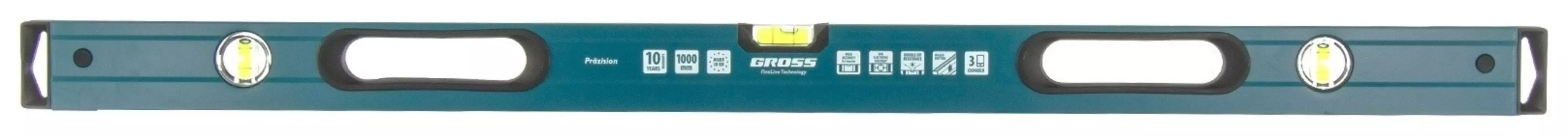 Уровень алюминиевый, 1200 мм, 2 рукоятки, фрезеровка, 3 глазка, Prazision