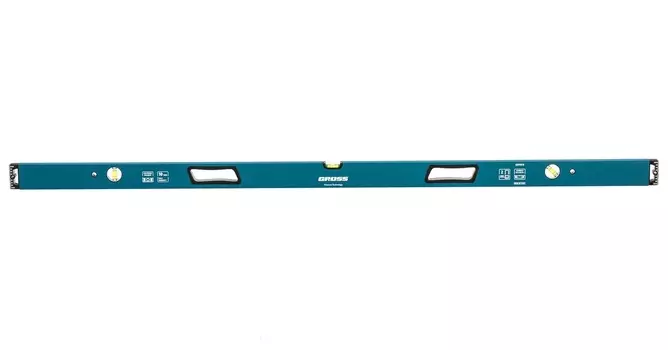 Уровень алюминиевый, 1500 мм, усиленный с ударопрочными заглушками, рукоятки, 3 глазка