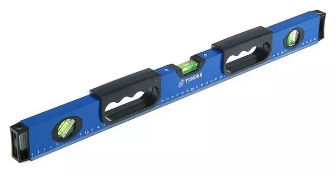 Уровень алюминиевый магнитный Tundra, эргономичные ручки, 3 глазка, 600 мм
