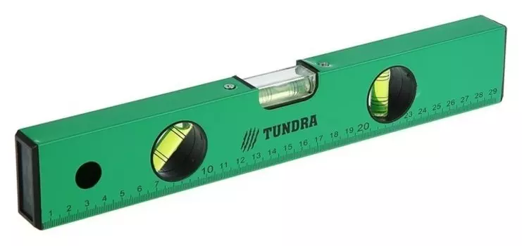 Уровень алюминиевый Tundra, 3 глазка, линейка, 300 мм
