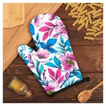 Варежка этель "Цветы" 26*16 см, 100% п/э