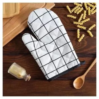Варежка доляна "Клетка"цв.белый 26*16 см, 100% п/э