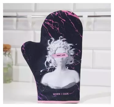 Варежка-прихватка "Доляна" медуза 24х32см,габардин, 35% х/л, 65% п/э, ватин 250г/м2