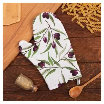 Варежка-прихватка доляна Olives 20х27 см, 100% хл, ватин 250 г/м2