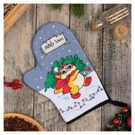 Варежка-прихватка "Merry Xmas" 20х28см,35% х/л,65% п/э,ватин 250г/м2