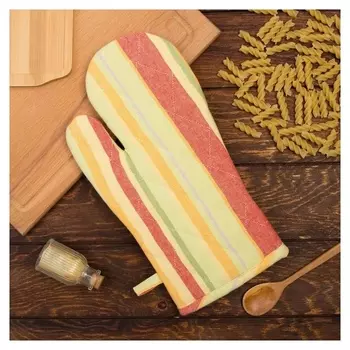 Варежка-прихватка "Полоски" 18х33см, 170 гр/м2, 100% хлопок