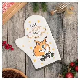 Варежка-прихватка "Сute Winter Days" 20х28 см, саржа, 100% х/л, ватин 250 г/м2