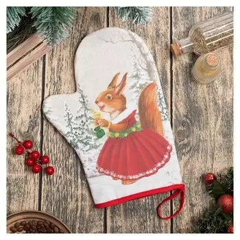 Варежка-прихватка "Зимнее волшебство" 20х28см,100% х/л, ватин 250г/м2