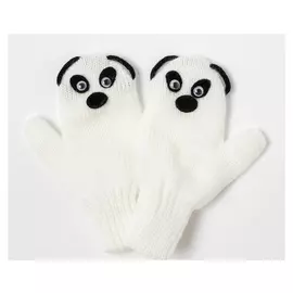 Варежки для девочки двойные «Панда», белый, размер 12