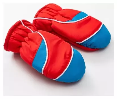 Варежки зимние детские Minaku, цв.красный/голубой, р-р 15 (16 см)