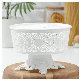 Ваза для хлеба и фруктов на ножке с крышкой, 21,5×15 см,цвет белый