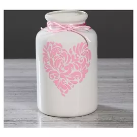 Ваза керамическая "Бутылка с сердцем", настольная, белая, 18 см