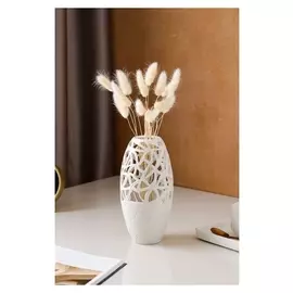 Ваза керамическая "Евро", настольная, сквозная резка, белая, 21 см