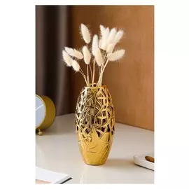 Ваза керамическая "Евро", настольная, сквозная резка, золото, 21 см