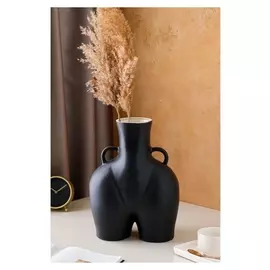 Ваза керамическая "Ким", настольная, чёрная, 36 см