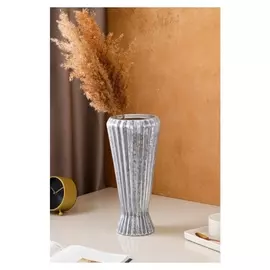 Ваза керамическая "Кубок", настольная, затирка, серый, 34 см