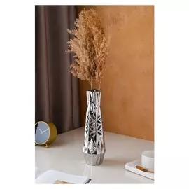 Ваза керамическая "Линда", настольная, булат, сквозная резка, серебро, 32 см
