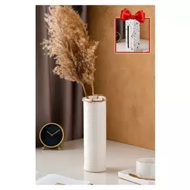 Ваза керамическая "Земфира", настольная, в подарочной коробке, белая, 30 см