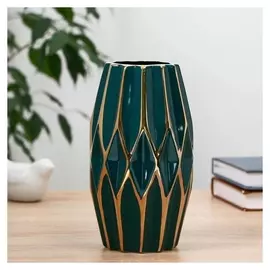 Ваза керамика "Агата" D-7,5см 11х20 см, зелёный