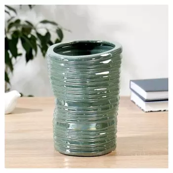 Ваза керамика "Алонсо" H=21 см, D=15см, зелёный