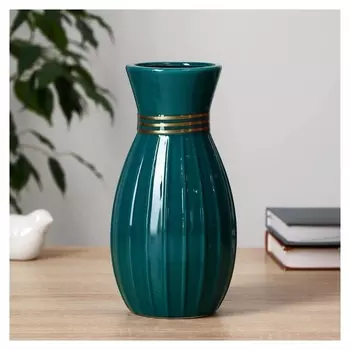 Ваза керамика "Глория" D-8,5см 11х22 см, зелёный