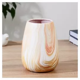 Ваза керамика "Марика" H=18 см, D=9.5 см оранжево-белый