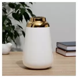 Ваза керамика "Мавра" D-6см.11х19,5 см, бело-золотой