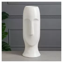 Ваза керамика напольная "Лицо", белая, матовая, 42 см