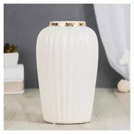 Ваза керамика настольная "Геометрия люкс" 8*23 см, горлышко, белая