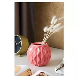 Ваза керамика настольная мини "Шарик", рельеф, розовая, 11 см