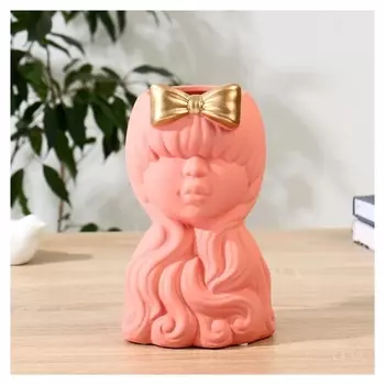 Ваза керамика "Очарование" H=22 см, D=8см розовый