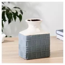 Ваза керамика "Пейтон" прямая, H=19 см, D=8.5см бело-серый