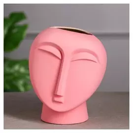 Ваза настольная "Будда", декоративная, интерьерная, розовая, керамика, 21.5 см