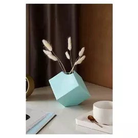 Ваза настольная "Куб", бирюзовая, керамика, 12 см