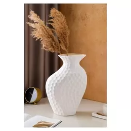 Ваза настольная "Луна", матовая, белая, керамика, 38 см